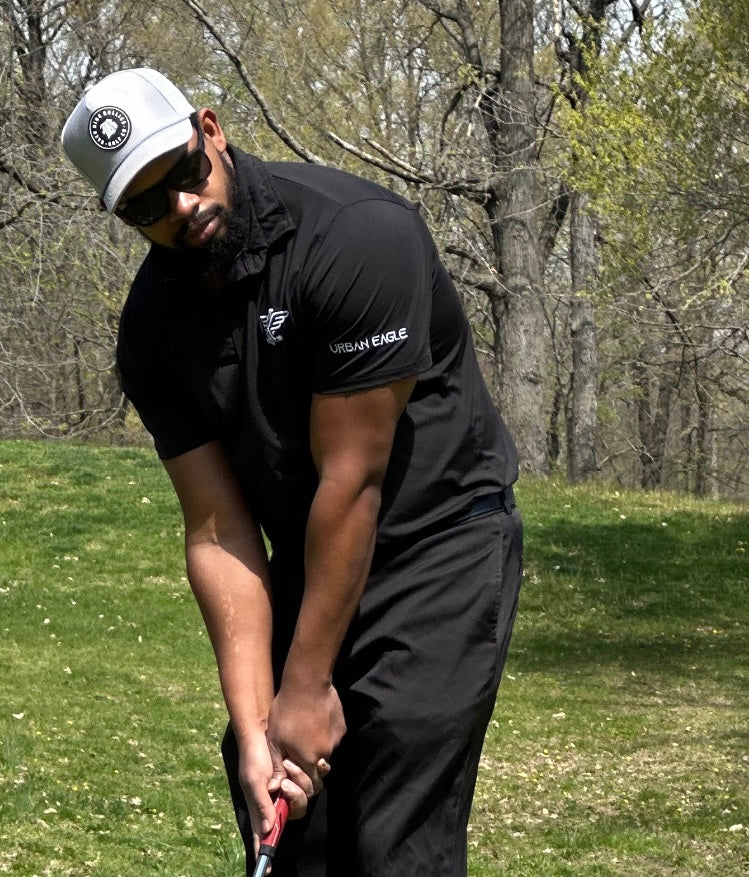 Black Men's Short Sleeve Golf Polo