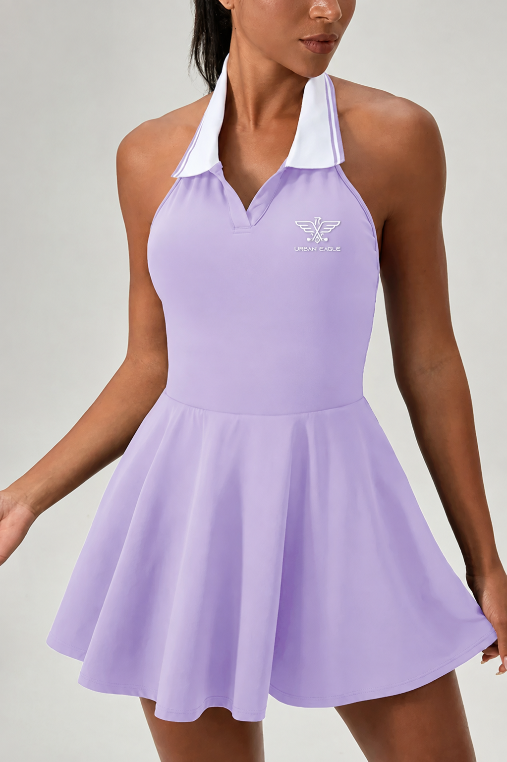 Women's Color-Block Polo-Collar Cut-Out Back Dress