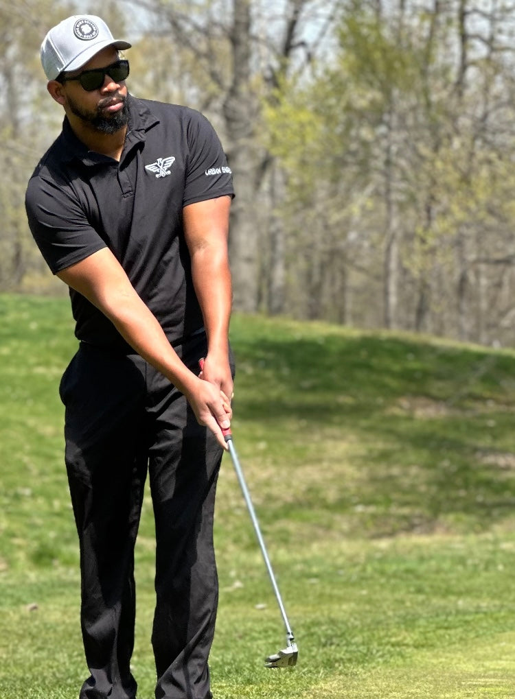 Black Men's Short Sleeve Golf Polo