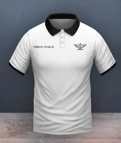 Black Tipped White Short Sleeve Polo Shirt